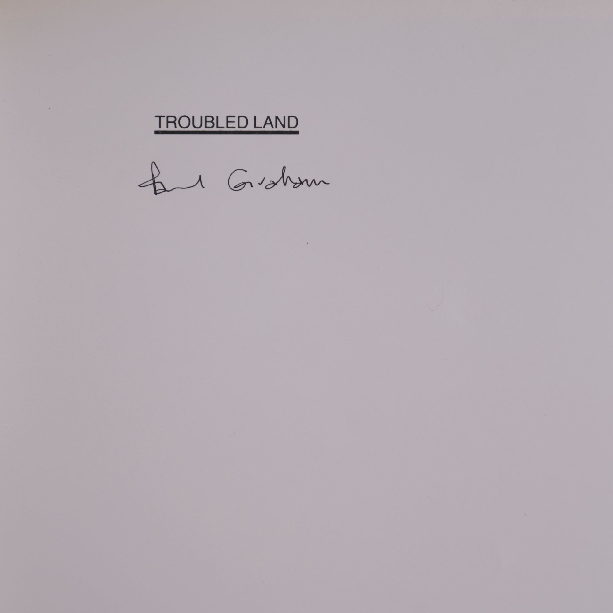 Paul Graham - Troubled Land (Signed)